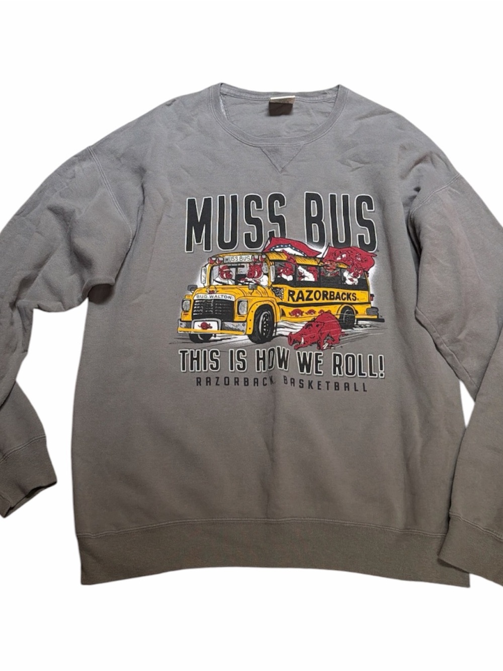 Muss Bus Razorbacks Graphic Crewneck Sweatshirt - Gray